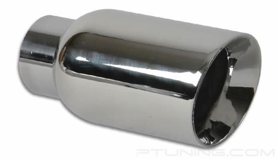 Picture of 4" Round Beveled Edge Angle Cut Exhaust Tip (2.25" Inlet, 4" Outlet, 7.75" Length, 304 SS)