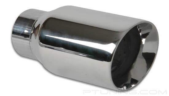 Picture of 3" Round Beveled Edge Angle Cut Exhaust Tip (2" Inlet, 3" Outlet, 6.5" Length, 304 SS)