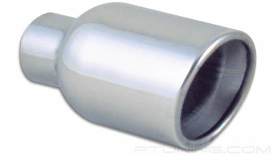 Picture of 4" Round Rolled Edge Angle Cut Exhaust Tip (2.25" Inlet, 4" Outlet, 7.75" Length, 304 SS)