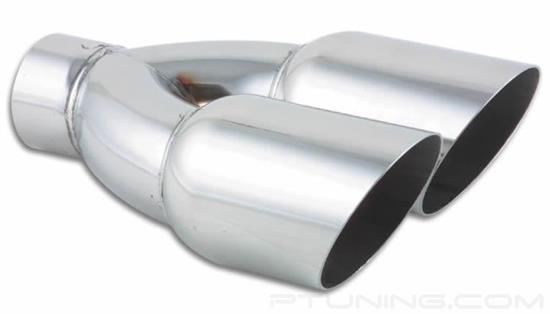 Picture of 3.5" Round Non-Rolled Edge Angle Cut Dual Polished Exhaust Tip (2.5" Inlet, 3.5" Outlet, 10" Length, 304 SS)