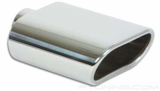 Picture of Oval Angle Cut Single-Wall Polished Exhaust Tip (2.25" Inlet, 7.75" Length, 304 SS)