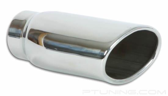 Picture of Oval Angle Cut Single-Wall Polished Exhaust Tip (2.5" Inlet, 7.75" Length, 304 SS)