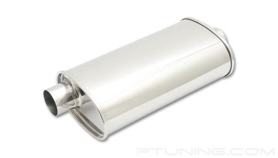 Picture of Streetpower Oval Exhaust Muffler (3" Offset Inlet, 3" Center Outlet, 20" Length, 304 SS, Polished)