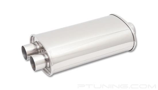 Picture of Streetpower Oval Exhaust Muffler (2.5" Center Inlet, 2.25" Dual Outlet, 20" Length, 304 SS, Polished)