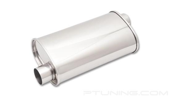 Picture of Streetpower Oval Exhaust Muffler (2.5" Offset Inlet, 2.5" Offset Outlet, 20" Length, 304 SS, Polished)