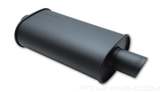 Picture of Streetpower Oval Flat Black Exhaust Muffler (2.5" Center Inlet, 3" Tip, 20" Length, Stainless Steel)