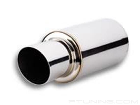 Picture of TPV Round Exhaust Muffler with Round Angle Cut Tip (3" Inlet, 4" Tip, 17" Length, 304 SS, Polished)