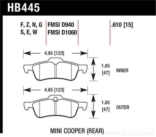Picture of Motorsports Performance HP Plus Compound Rear Brake Pads