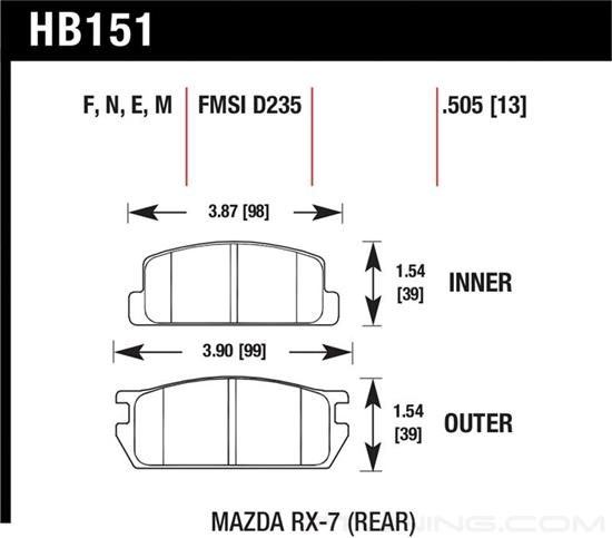 Picture of Motorsports Performance Blue 9012 Compound Rear Brake Pads