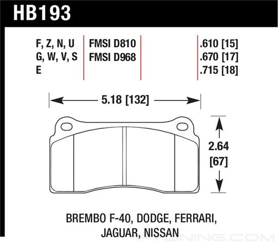 Picture of Motorsports Performance DTC-70 Compound Front Brake Pads