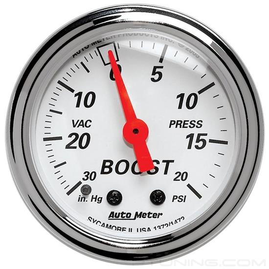 Picture of Arctic White Series 2-1/16" Boost/Vacuum Gauge, 30 In Hg/20 PSI