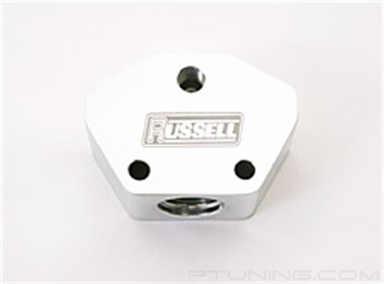 Picture of Billet Aluminum Y-Block with 10AN Female Inlet to 8AN Female Outlet - Polished