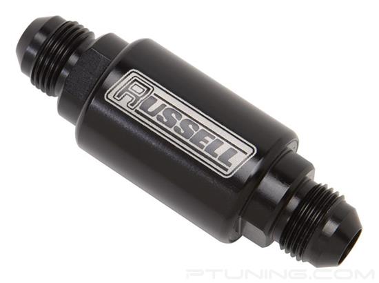 Picture of Competition Fuel Filter (3" Length, 1-1/4" Diameter, 6AN Male Inlet/Outlet) - Black