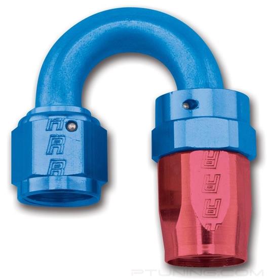 Picture of Full Flow 8AN 180 Degree Swivel Hose End (With 3/4" Radius) - Red/Blue