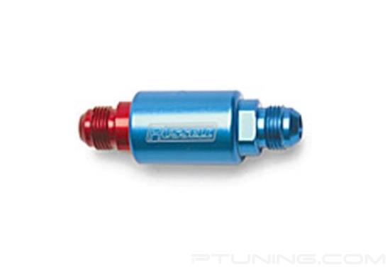 Picture of Competition Fuel Filter (3-1/4" Length, 1-1/4" Diameter, 8AN Male Inlet/Outlet) - Red/Blue - Blue