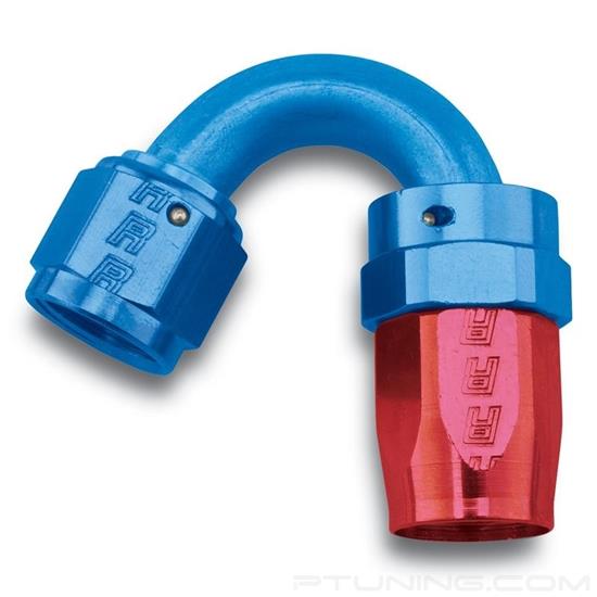 Picture of Full Flow 8AN 150 Degree Swivel Hose End (With 3/4" Radius) - Red/Blue