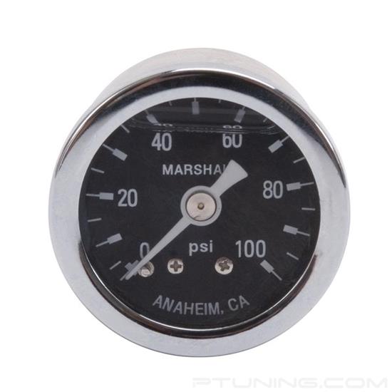 Picture of 100 PSI Liquid-Filled Fuel Pressure Gauge - Black/Yellow Face Chrome Bezel