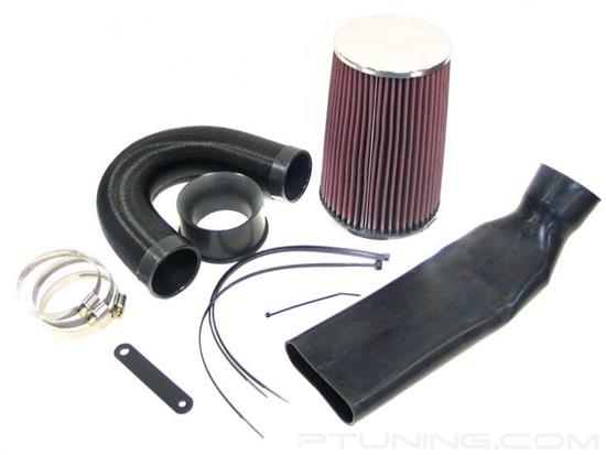 Picture of 57i Series Generation I Flex and Rubber Hose Black Cold Air Intake System with Red Filter and Intake Pipe