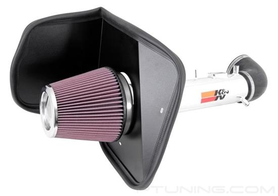 Picture of 77 Series High-Flow Performance Aluminum Polished Cold Air Intake System with Red Filter