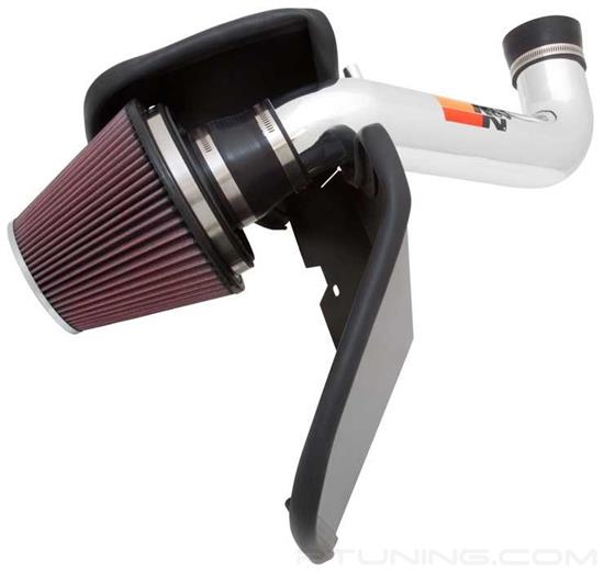 Picture of 77 Series High-Flow Performance Aluminum Polished Cold Air Intake System with Red Filter