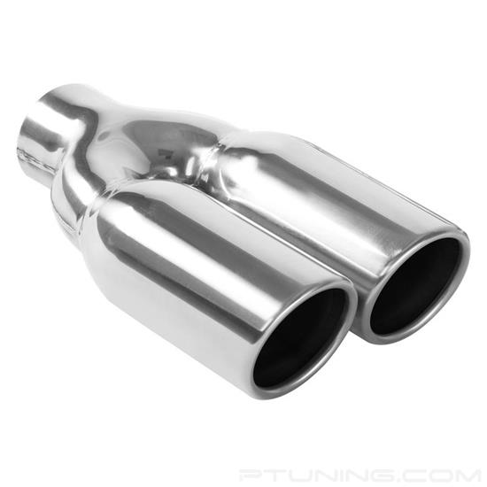 Picture of Stainless Steel Round Rolled Edge Straight Cut Weld-On Dual Polished Exhaust Tip (2.25" Inlet, 3" Outlet, 10" Length)