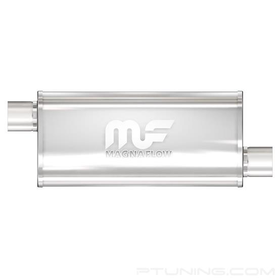Picture of Stainless Steel Oval Bi-Direction Polished Exhaust Muffler (3" Offset ID, 3" Offset OD, 14" Length)