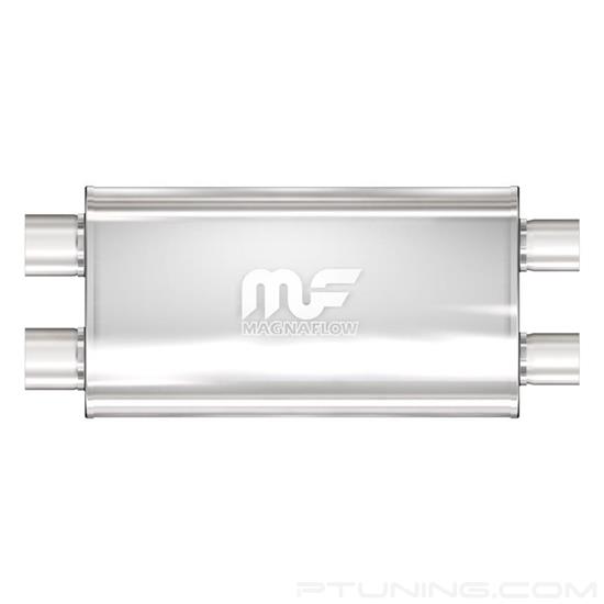 Picture of Stainless Steel Oval Bi-Direction Satin Exhaust Muffler (2.5" Dual ID, 2.5" Dual OD, 22" Length)