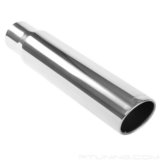Picture of Diesel Stainless Steel Round Rolled Edge Angle Cut Weld-On Single-Wall Polished Exhaust Tip (4" Inlet, 5" Outlet, 24" Length)
