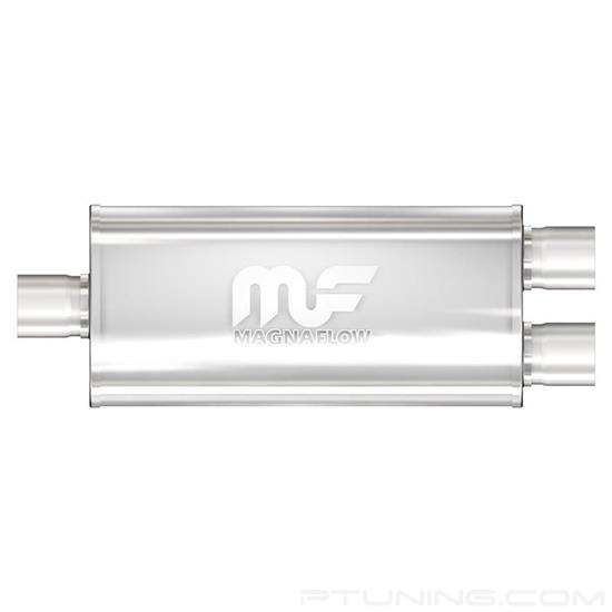 Picture of Stainless Steel Oval Bi-Direction Satin Exhaust Muffler (2.5" Center ID, 2" Dual OD, 18" Length)