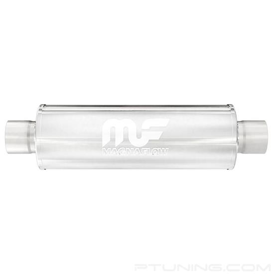 Picture of Stainless Steel Round Chamber Bi-Direction Polished Exhaust Muffler (3" Center ID, 3" Center OD, 14" Length)