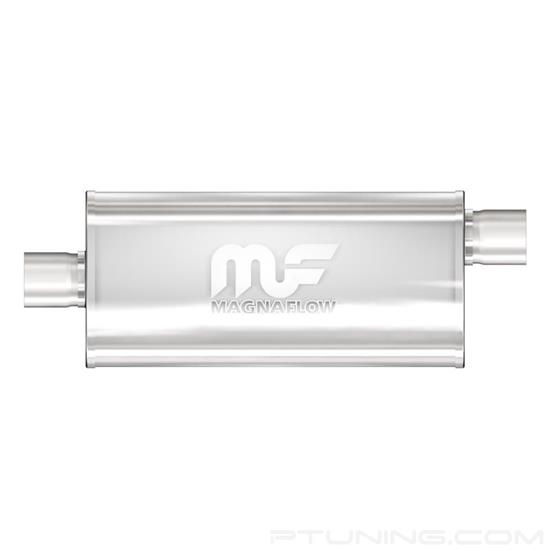 Picture of Stainless Steel Oval Bi-Direction Satin Exhaust Muffler (2.25" Center ID, 2.25" Offset OD, 18" Length)