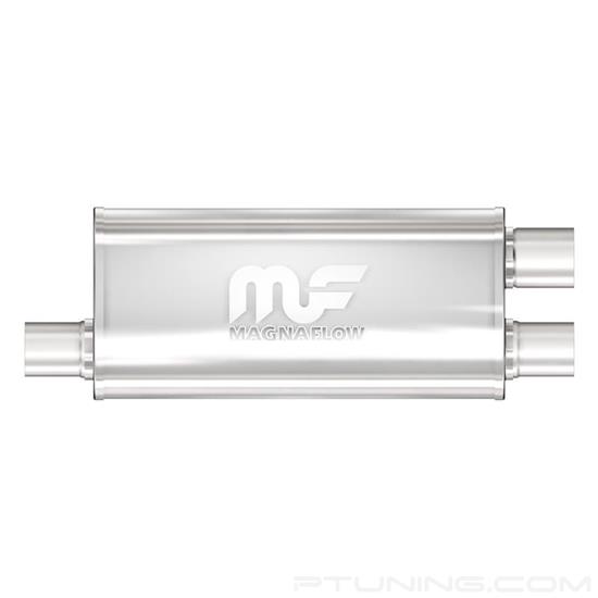 Picture of Stainless Steel Oval Bi-Direction Satin Exhaust Muffler (3" Offset ID, 2.5" Dual Sides OD, 18" Length)