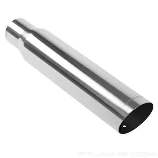 Picture of Truck-SUV Stainless Steel Round 15 Degree Non-Rolled Edge Angle Cut Weld-On Single-Wall Polished Exhaust Tip (2.5" Inlet, 3.5" Outlet, 18" Length)