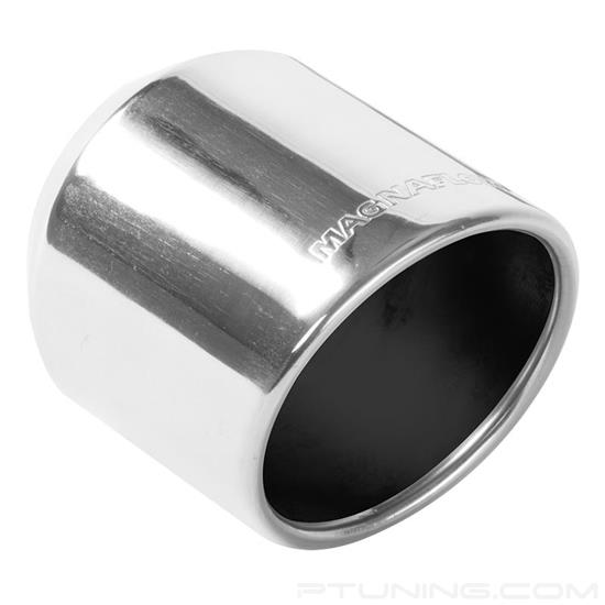Picture of Stainless Steel Round Rolled Edge Angle Cut Weld-On Single-Wall Polished Exhaust Tip (2.5" Inlet, 4" Outlet, 5" Length)