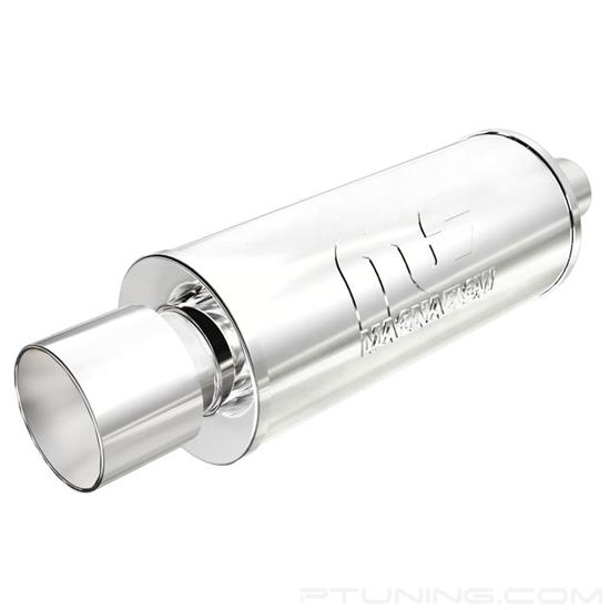 Picture of Street Series Stainless Steel Round Polished Exhaust Muffler with Double-Wall Straight Cut Tip (2.25" Center ID, 4" Center OD, 14" Length)