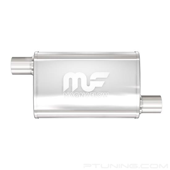 Picture of Stainless Steel Oval Bi-Direction Satin Exhaust Muffler (2" Offset ID, 2" Offset OD, 18" Length)