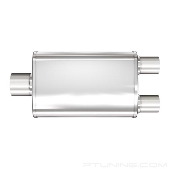 Picture of XL Series Stainless Steel Oval Satin Exhaust Muffler (2.25" Center ID, 2" Dual OD, 14" Length)