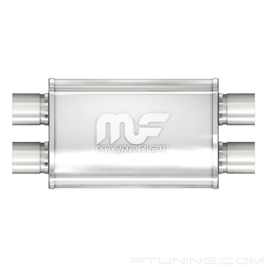 Picture of Stainless Steel Oval Bi-Direction Satin Exhaust Muffler (2.5" Dual ID, 2.5" Dual OD, 11" Length)