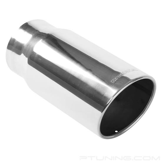 Picture of Diesel Stainless Steel Round Rolled Edge Angle Cut Weld-On Single-Wall Polished Exhaust Tip (4" Inlet, 5" Outlet, 13" Length)