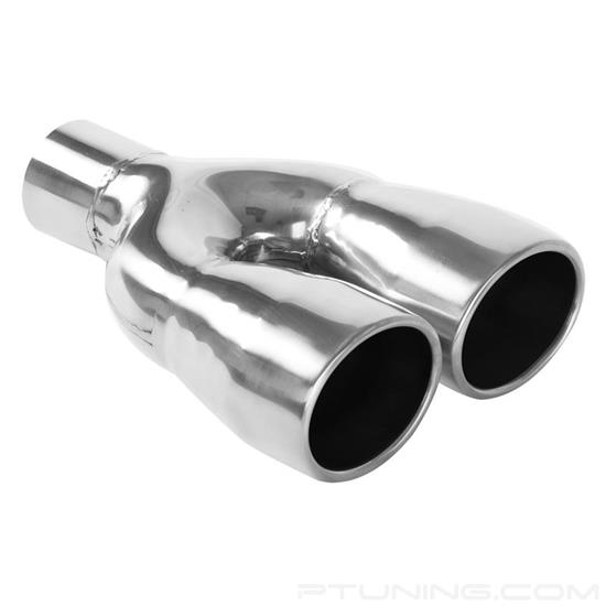 Picture of Stainless Steel Oval Rolled Edge Straight Cut Weld-On Dual Polished Exhaust Tip (2.25" Inlet, 10" Length)