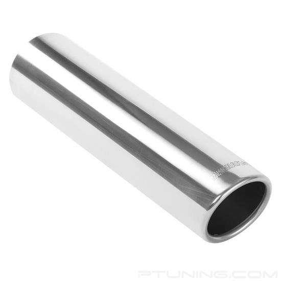 Picture of Truck-SUV Stainless Steel Round 15 Degree Rolled Edge Angle Cut Weld-On Single-Wall Polished Exhaust Tip (3" Inlet, 3.5" Outlet, 12" Length)