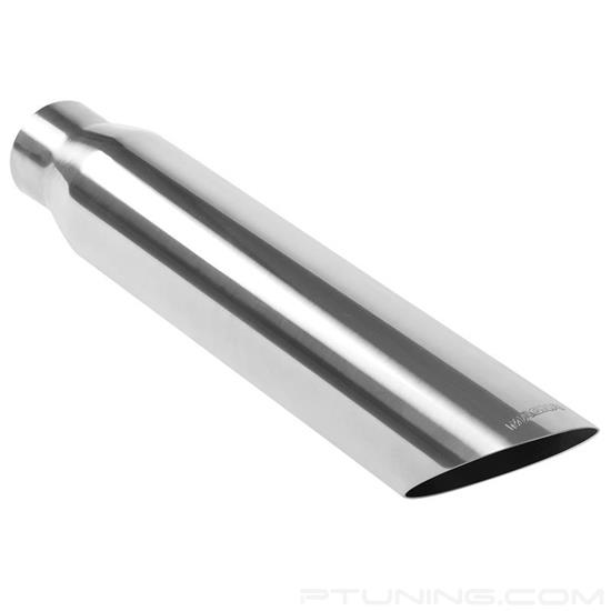 Picture of Truck-SUV Stainless Steel Round 45 Degree Non-Rolled Edge Angle Cut Weld-On Single-Wall Polished Exhaust Tip (2.25" Inlet, 3.5" Outlet, 18" Length)