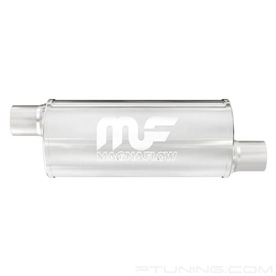 Picture of Stainless Steel Round Chamber Bi-Direction Satin Exhaust Muffler (2.5" Offset ID, 2.5" Offset OD, 14" Length)