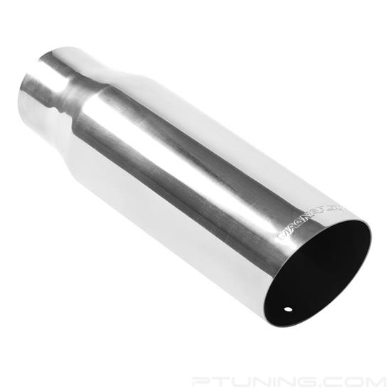Picture of Truck-SUV Stainless Steel Round 15 Degree Non-Rolled Edge Angle Cut Weld-On Single-Wall Polished Exhaust Tip (3" Inlet, 3.5" Outlet, 12" Length)