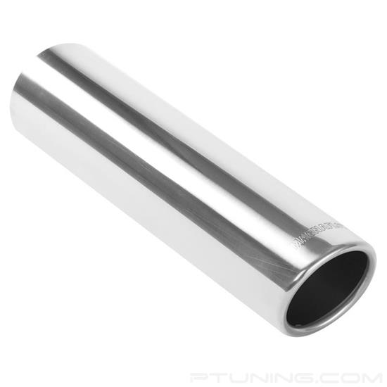 Picture of Truck-SUV Stainless Steel Round 15 Degree Rolled Edge Angle Cut Weld-On Single-Wall Polished Exhaust Tip (3" Inlet, 4" Outlet, 12" Length)