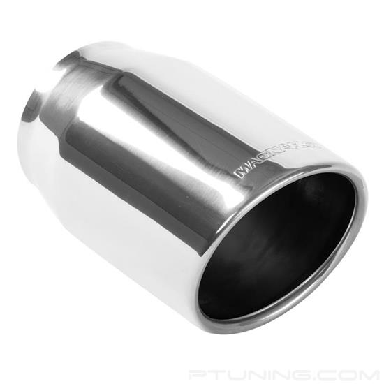 Picture of Diesel Stainless Steel Round Rolled Edge Angle Cut Weld-On Single-Wall Polished Exhaust Tip (4" Inlet, 5" Outlet, 8" Length)