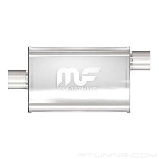 Picture of Stainless Steel Oval Bi-Direction Polished Exhaust Muffler (2.25" Center ID, 2.25" Offset OD, 14" Length)