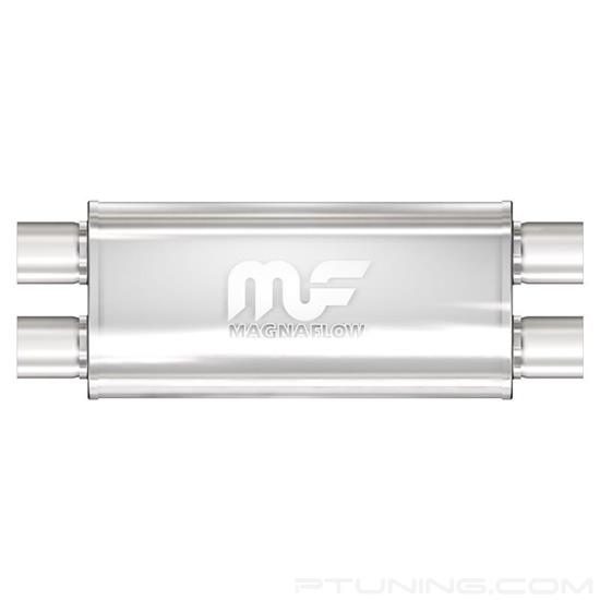 Picture of Stainless Steel Oval Bi-Direction Satin Exhaust Muffler (2.5" Dual ID, 2.5" Dual OD, 18" Length)