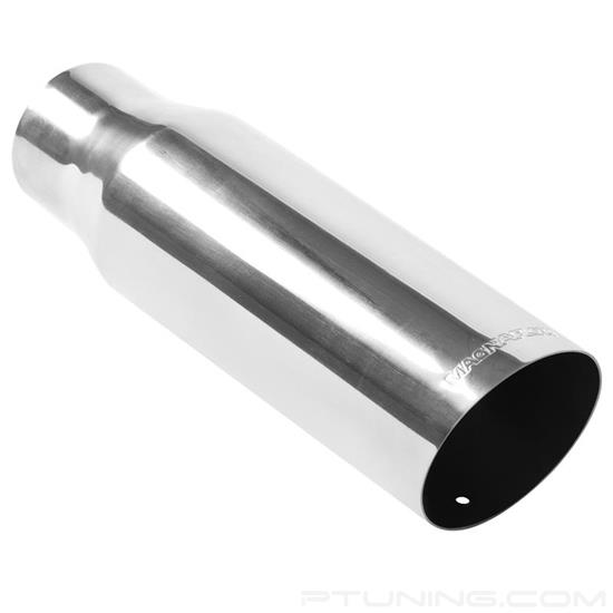 Picture of Truck-SUV Stainless Steel Round 15 Degree Non-Rolled Edge Angle Cut Weld-On Single-Wall Polished Exhaust Tip (2.5" Inlet, 3.5" Outlet, 12" Length)