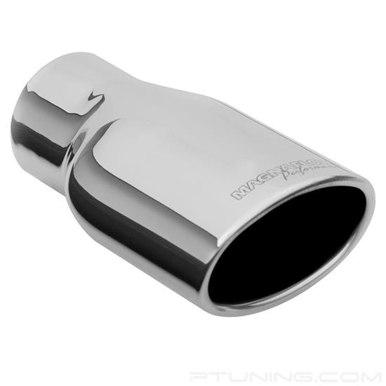 Picture of Truck-SUV Stainless Steel Oval Rolled Edge Angle Cut Weld-On Double-Wall Polished Exhaust Tip (3" Inlet, 8.25" Length)